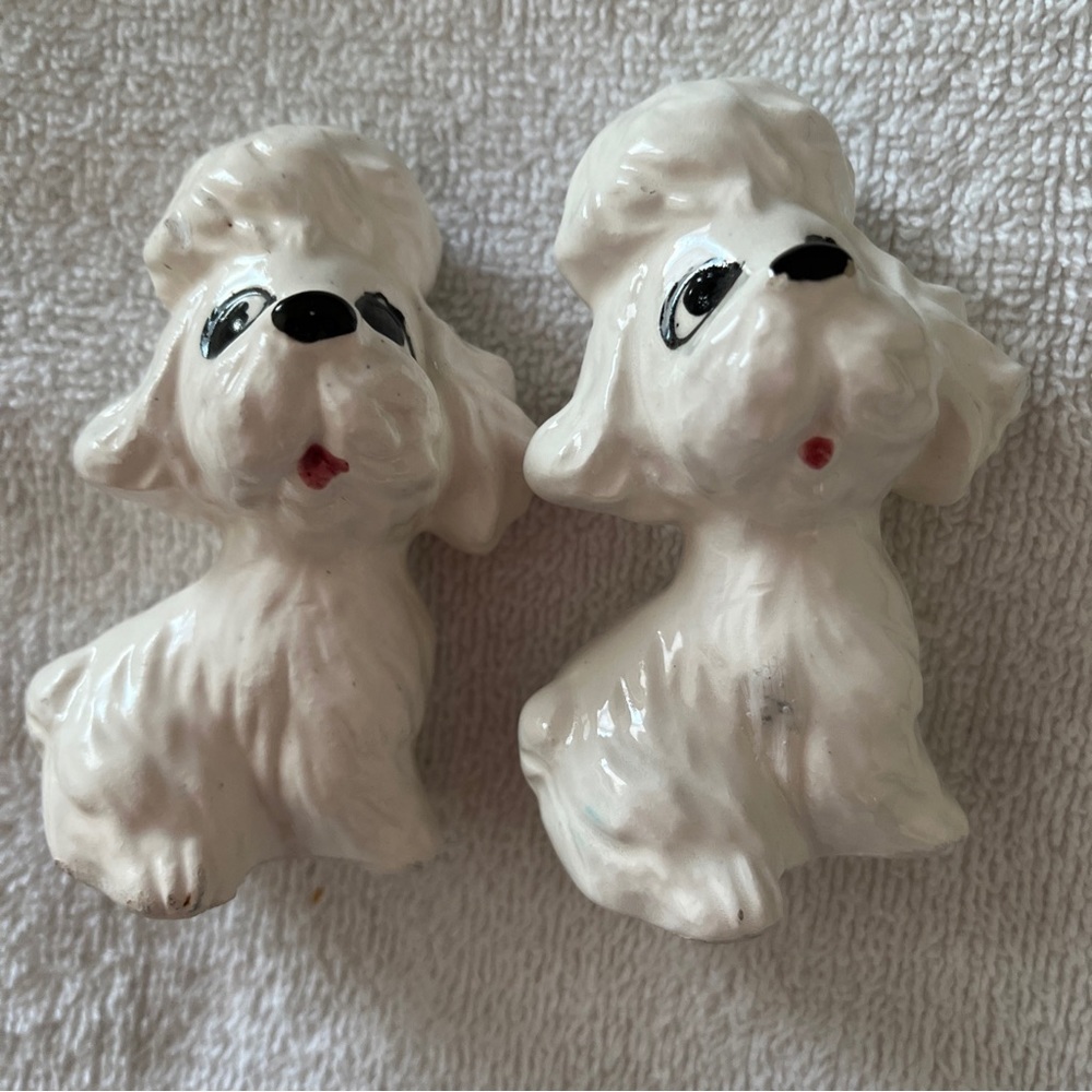 VINTAGE JAPAN FRENCH POODLE DOG SALT & PEPPER SHAKERS